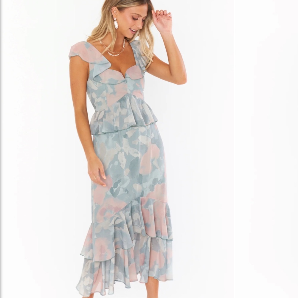 Show Me Your MuMu Reese Ruffle Dress in Sage I Do Floral
